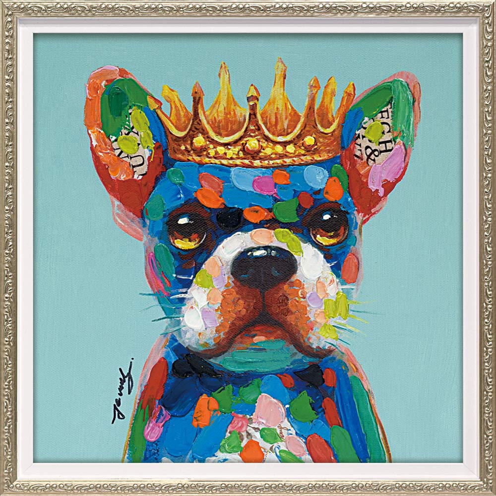 【スーパーSALE10%OFF】絵画 オイル ペイント アート ブルー キング(Sサイズ) インテリア 壁掛け 手描き 油絵 おしゃれ 絵 かわいい 犬 いぬ ...