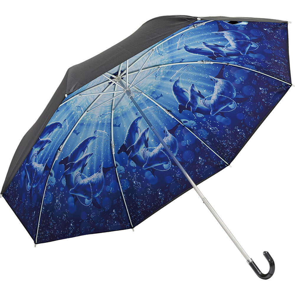 傘 クリスチャン・リース・ラッセン 折りたたみ傘（晴雨兼用）「ドルフィン シンフォニー」 日傘 雨傘 幻想的 イルカ おしゃれ レイングッズ 雨の日 かわいい 4Lサイズ