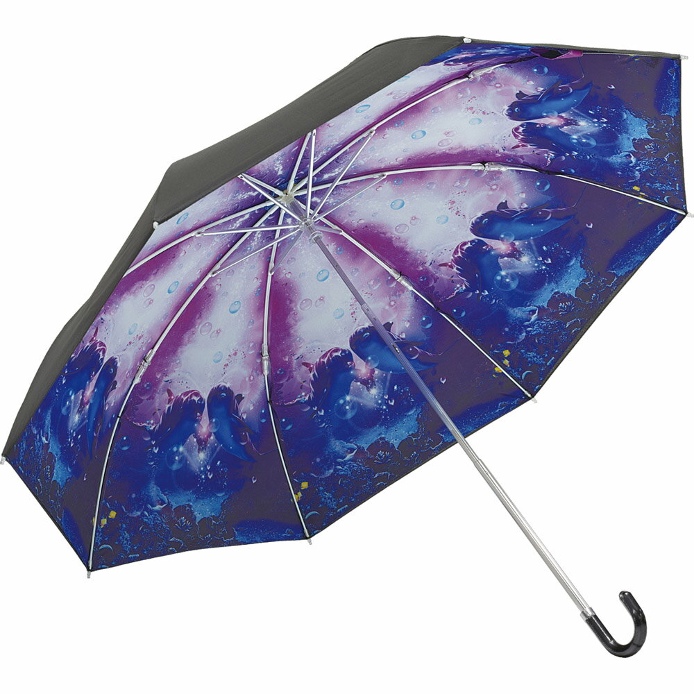 傘 クリスチャン・リース・ラッセン 折りたたみ傘（晴雨兼用）「ドルフィン コンパニオン」 日傘 雨傘 幻想的 イルカ おしゃれ レイングッズ 雨の日 かわいい 4Lサイズ