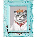 絵画 オイル ペイント アート 〜ペンキ デコフレーム シリーズ〜「クイーン ホワイト」 猫 動物画 壁掛け 額付き 油絵 カラフル ギフト おしゃれ かわいい...