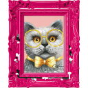 絵画 オイル ペイント アート 〜ペンキ デコフレーム シリーズ〜「マダム キャット」 猫 動物画 壁掛け 額付き 油絵 カラフル ギフト おしゃれ かわいい ...