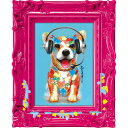 絵画 オイル ペイント アート 〜ペンキ デコフレーム シリーズ〜「DJドッグ」 犬 動物画 インテリア 壁掛け 額付き 油絵 カラフル ギフト おしゃれ かわ...