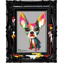 絵画 オイル ペイント アート 〜ペンキ デコフレーム シリーズ〜「ビッグイヤー ドッグ」 犬 動物 壁掛け 額付き 油絵 カラフル ギフト おしゃれ かわいい...