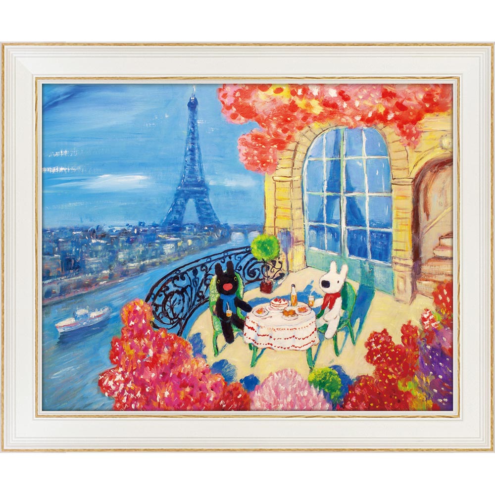 【スーパーSALE10%OFF】絵画 リサとガスパール アートフレーム Lサイズ「バルコニーでお祝い」 壁掛け 額付き インテリア リビング 寝室 玄関 廊下 ...