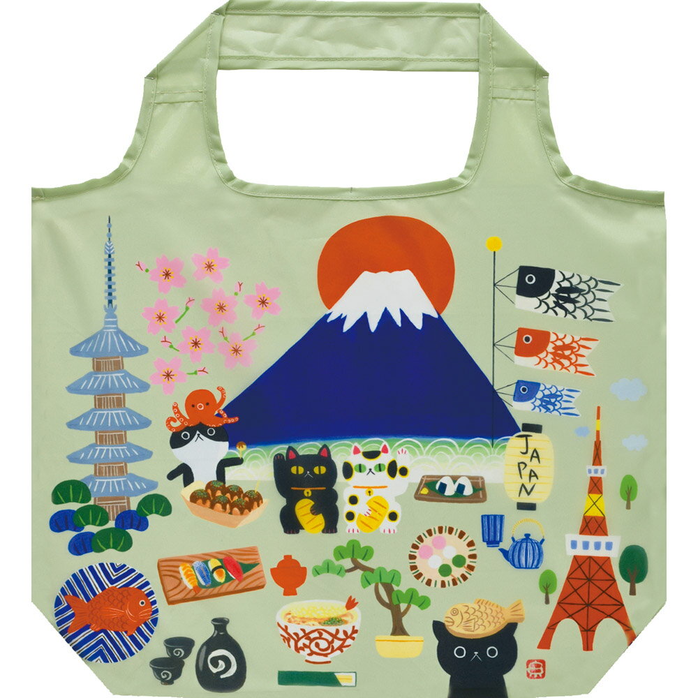 バッグ 糸井忠晴 エコバッグ「JAPAN（Mサイズ）」 ゆうパケット 手提げ 折りたたみ 軽量 コンパクト ギフト プレゼント かわいい Mサイズ
