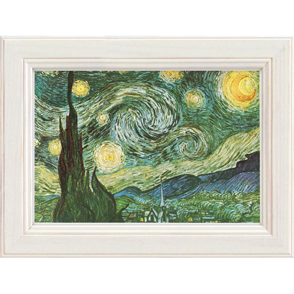 絵画 ミュージアム シリーズ ゴッホ「星月夜」 ゆうパケット 名画 額付き 壁掛け 卓上 インテリア 玄関 リビング ギフト プレゼント おしゃれ Sサイズ