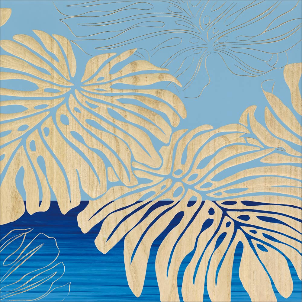 絵画 ウッド スカルプチャー アート「ワイルド モンステラ(BL+NP)」 手彫り 彫刻 ハンドメイド ハンドペイント インテリア リビング 玄関 おしゃれ ギ...