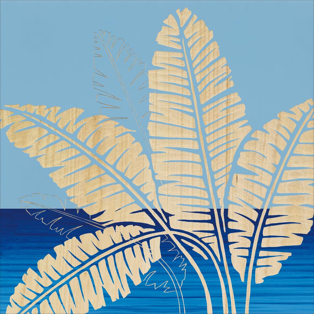 絵画 ウッド スカルプチャー アート「バナナリーフ(BL+NP)」 手彫り 彫刻 ハンドメイド ハンドペイント インテリア リビング 玄関 おしゃれ ギフト プ...