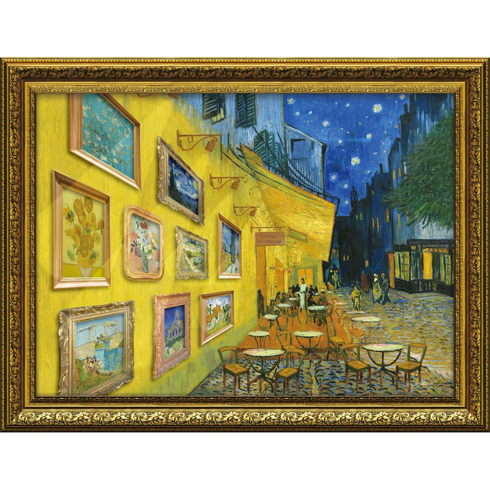 【スーパーSALE10%OFF】絵画 白石 創多「ゴッホの夜のカフェギャラリー」 額付き フレーム付き アート 壁掛け インテリア リビング 寝室 玄関 飾る ...