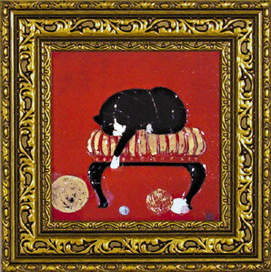 【スーパーSALE10%OFF】絵画 ドミンゲス 子猫の毛糸/インテリア 額入り 額装込 風景画 油絵 ポスター アート アートパネル リビング 玄関 プレゼン...