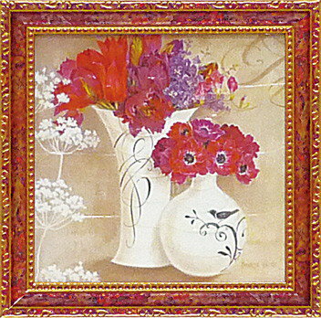 【スーパーSALE10%OFF】ゆうパケット ミニ ゲル アートフレーム キャサリン ホワイト 「花盛り1」/インテリア 額入り 額装込 風景画 油絵 ポスター...