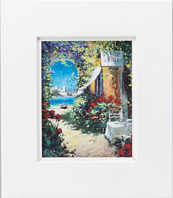 【スーパーSALE10%OFF】絵画 ゆうパケット マルコ マヴロヴィッチ 潮風そよぐカフェ/インテリア 額入り 額装込 風景画 油絵 ポスター アート アート...