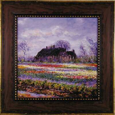 【スーパーSALE10%OFF】絵画 モネ「チューリップ畑」/インテリア 額入り 額装込 風景画 油絵 ポスター アート アートパネル リビング 玄関 プレゼン...