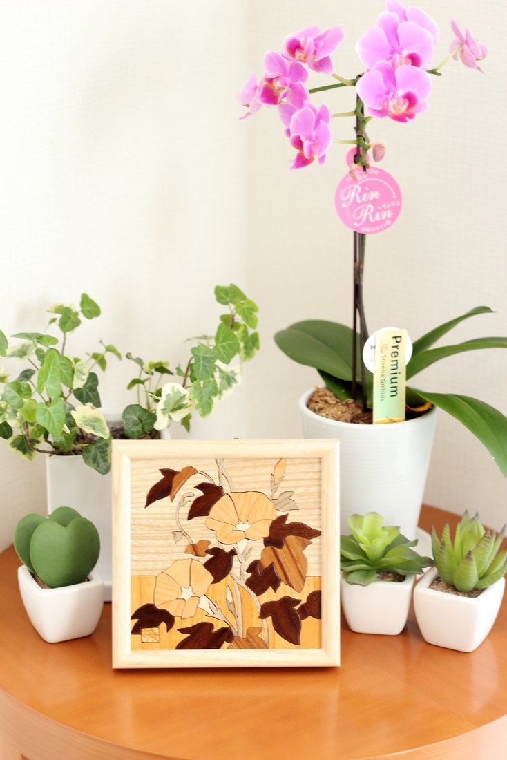 【スーパーSALE10%OFF】木の絵画・ウッドアート 季節のお花 アトリエやしろ/マーケタリー 木象嵌 寄木細工 伝統工芸 インテリア 額入り 額装込 風景画...