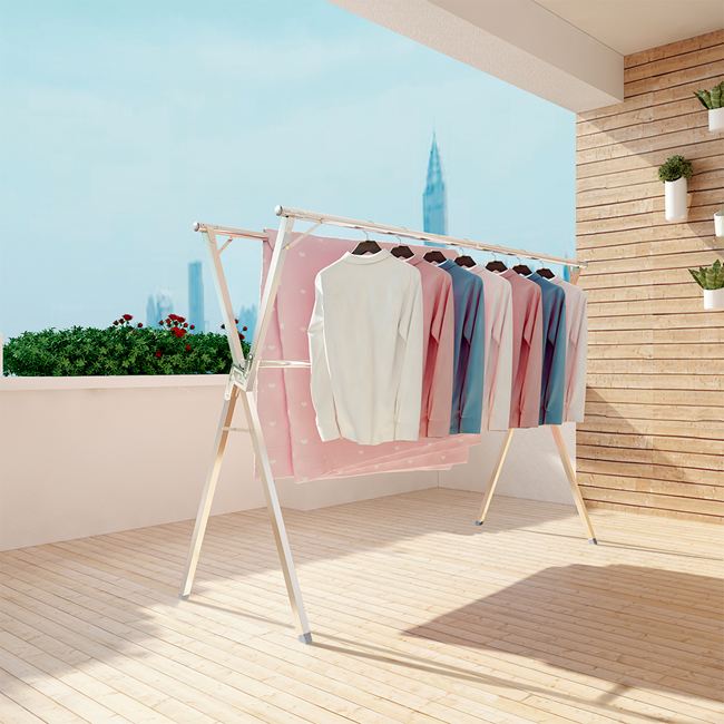 ★布団も干せる伸縮式コンパクト物干し台 F21929「正規品」富士商※メーカー直送（代引き不可、沖縄・離島は不可）新商品