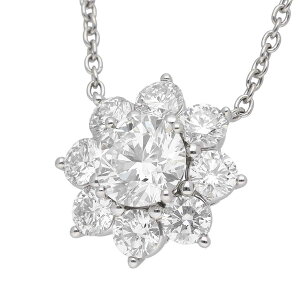 HARRY WINSTON ハリーウィンストン サンフラワー ペンダント ネックレス ミディアム ダイヤモンド(1.03ct E-VS1-3Ex) サイドダイヤモンド(約1.21ct) PT950 プラチナ GIA鑑定書 HW【送料無料】【中古】24120301