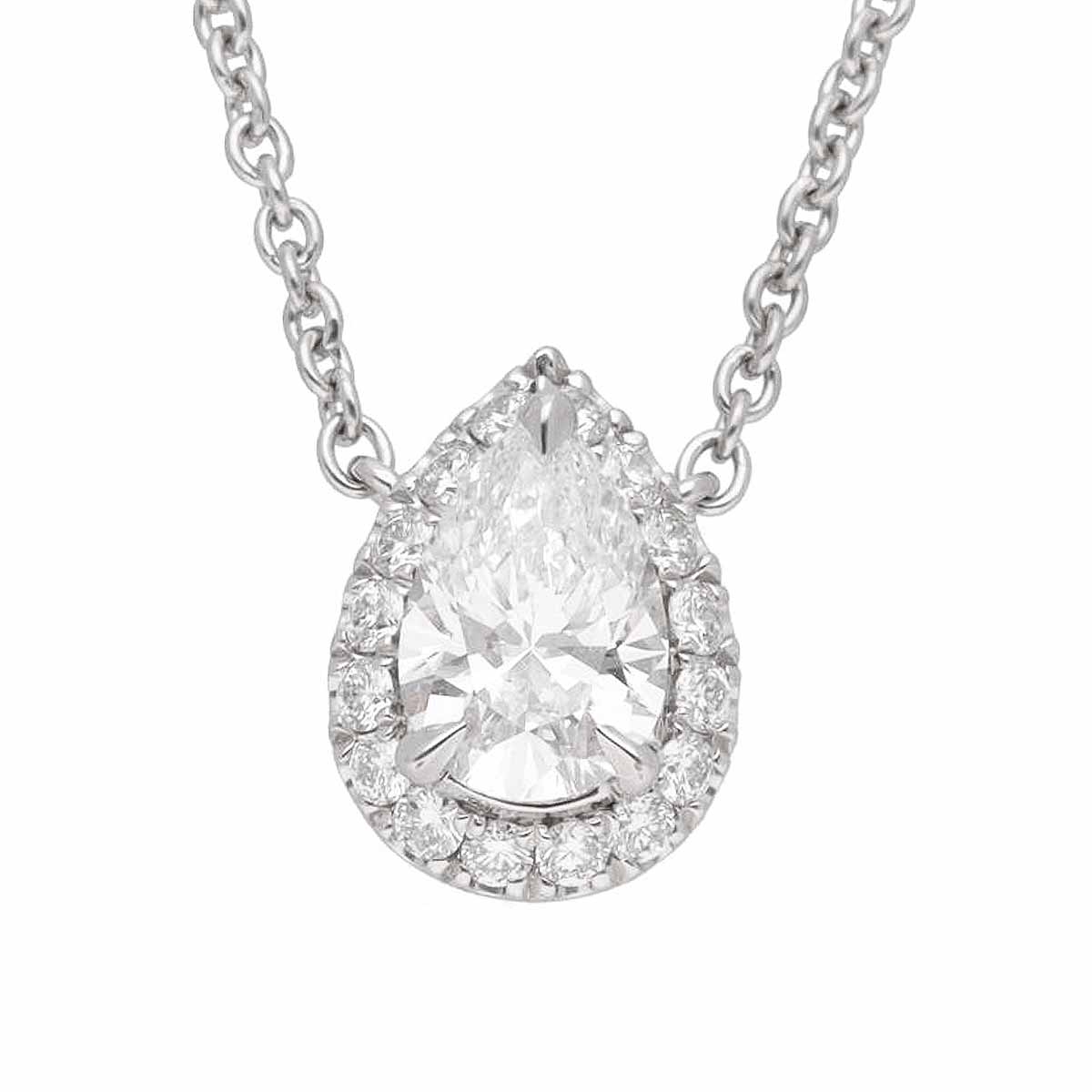 HARRY WINSTON ハリーウィンストン ペアシェイプダイヤ(D0.50ct E-VVS1) マイクロパヴェ ペンダント ネ..