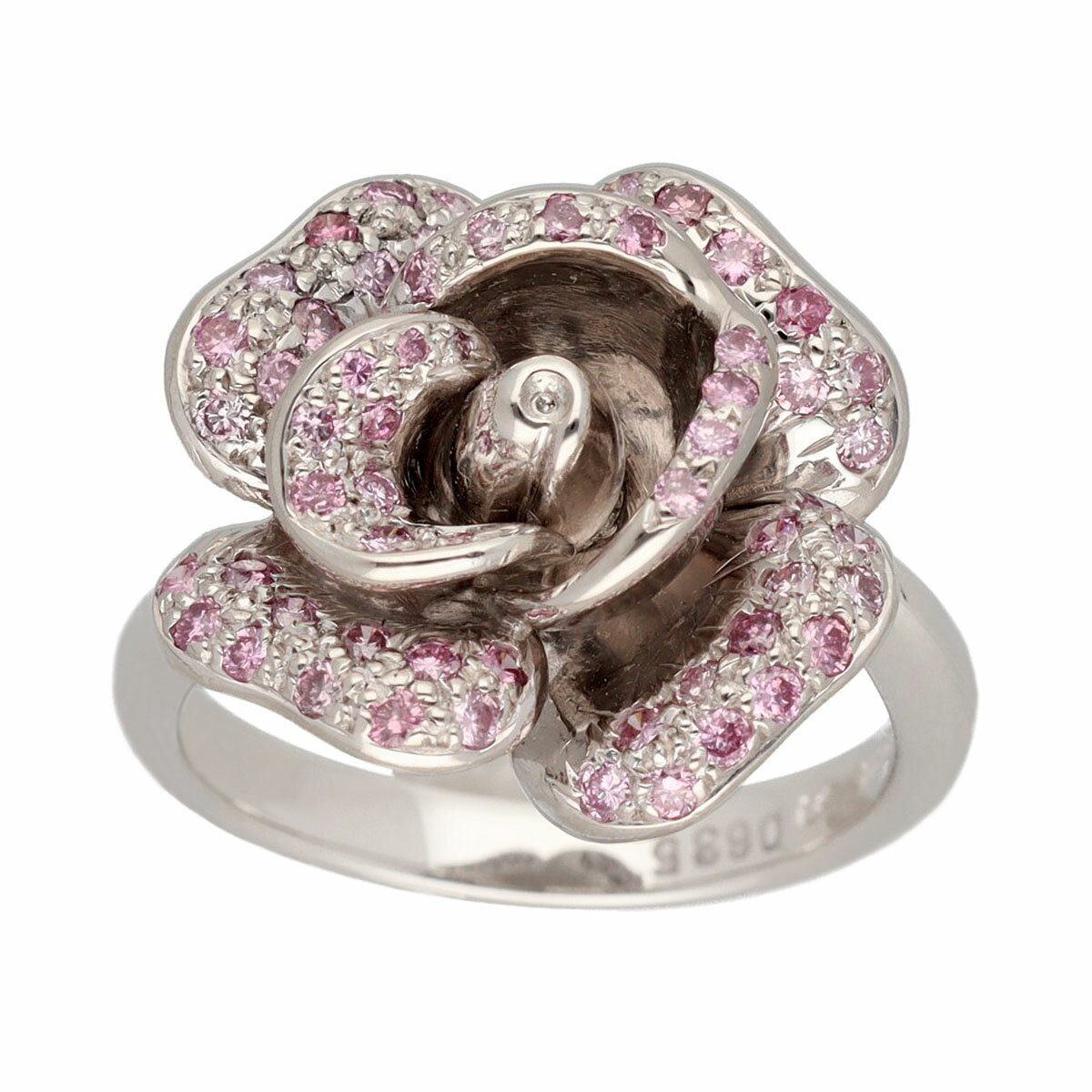 JAL ピンクダイヤモンド(0.635ct)フラワーモチーフ リング Pt900 プラチナ 日本サイズ約13号 #53 鑑別書【送料無料】指輪【中古】25190802