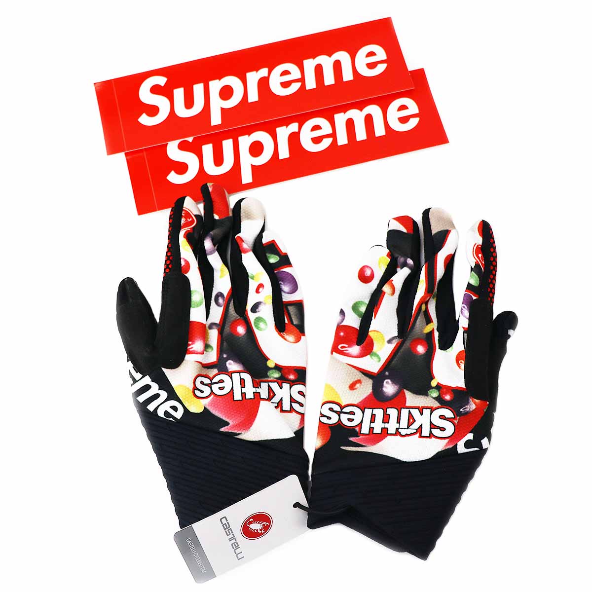 【新品】2021SS Supreme シュプリーム Skittles Castelli Cycling Gloves スキットルズカステッリサイクリンググローブ スモール ホワイト ベトナム製【送料無料】国内正規品 ステッカー【代引き手数料無料】21871105