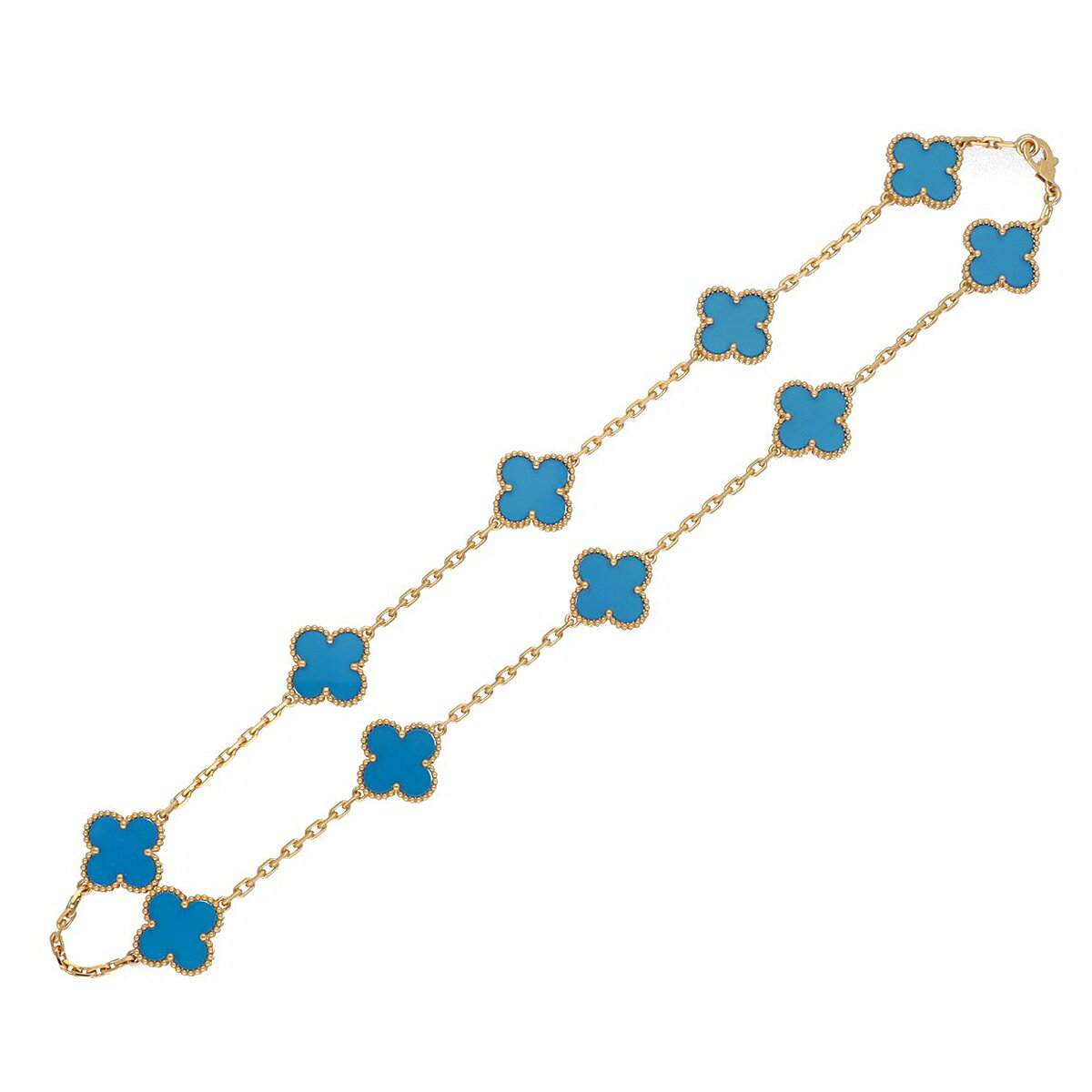 VanCleef&Arpels ヴァンクリーフ＆アーペル ヴィンテージ アルハンブラ 10モチーフ ネックレス ブルー ..