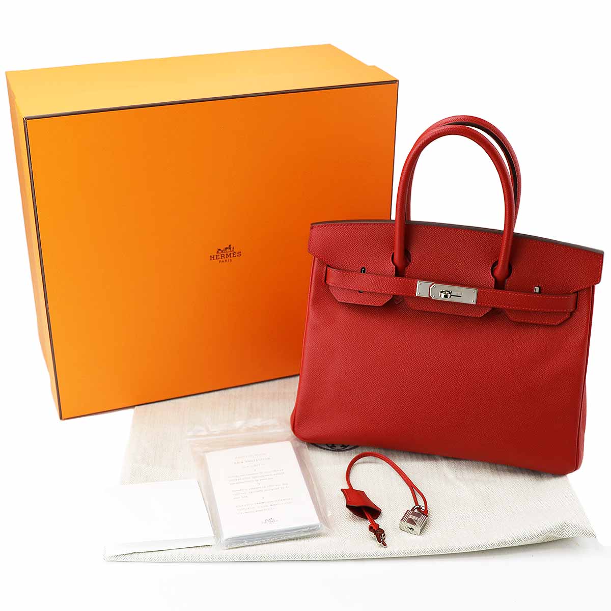 HERMES エルメス バーキン30 ルージュガランス X刻印 エプソン シルバー金具【中古...