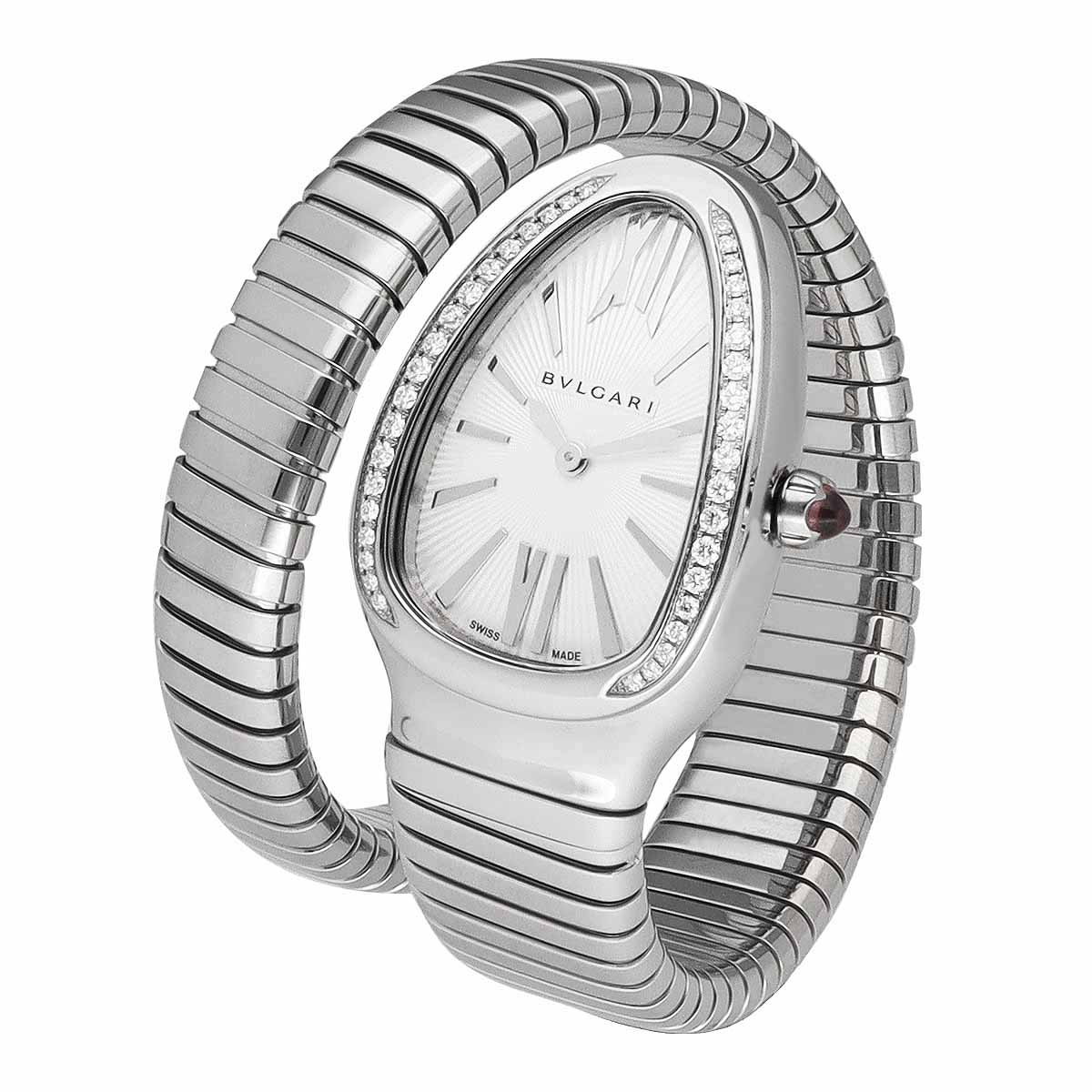 BVLGARI ブルガリ ダイヤモンド セルペンティ トゥボガス ウォッチ Sサイス 35mm 101816/SP35S クォーツ ステンレススティールバンド SWISS【送料無料】腕時計【中古】25020129