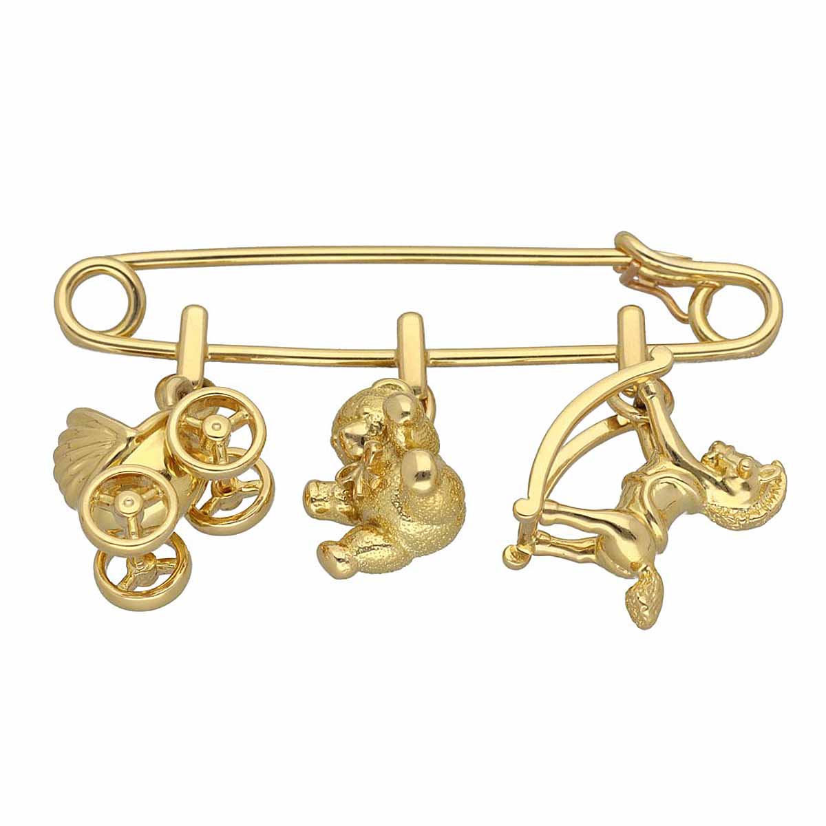 Cartier カルティエ ゴールド チャーム ブローチ ベビーカー ベア ロッキングホース 750 K18 YG イエロ..