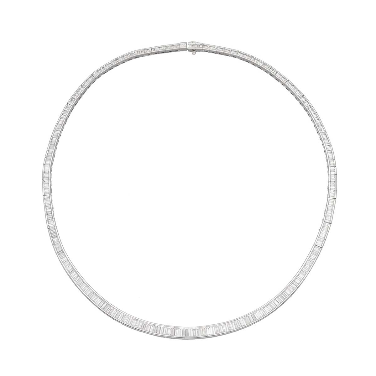 バゲットカットダイヤモンド(10.21ct)チョーカー ネックレス 約44cm Pt900 プラチナ 鑑別書【送料無料】【中古】25020153