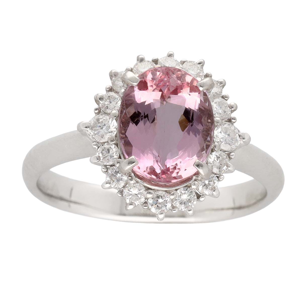 Topaz - インペリアル ピンクトパーズ(PT3.26ct) ダイヤ(D0.46ct) リング 日本サイズ約18号 #58 Pt900 プラチナ 鑑別書【送料無料】指輪【中古】32800709