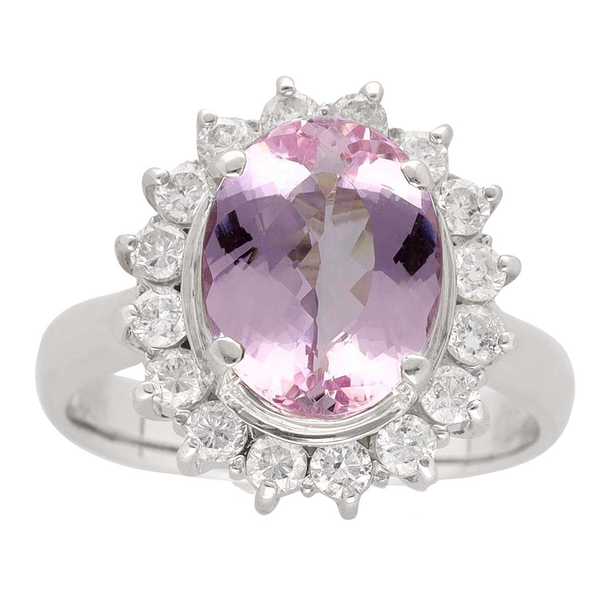 Other - オーバル カット インペリアル ピンクトパーズ(PT3.11ct) ダイヤ(D0.67ct) リング 日本サイズ約10号 #50 Pt900 プラチナ 中央宝石研究所鑑別書【送料無料】指輪【中古】31831110