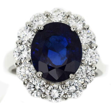 天然 非加熱 ミャンマー産 ロイヤルブルーサファイヤ(S5.26ct) ダイヤモンド(D1.85ct) リング Pt900 プラチナ 日本サイズ約12.5号 #52.5 GIA鑑別書【送料無料】レディース【中古】30871211