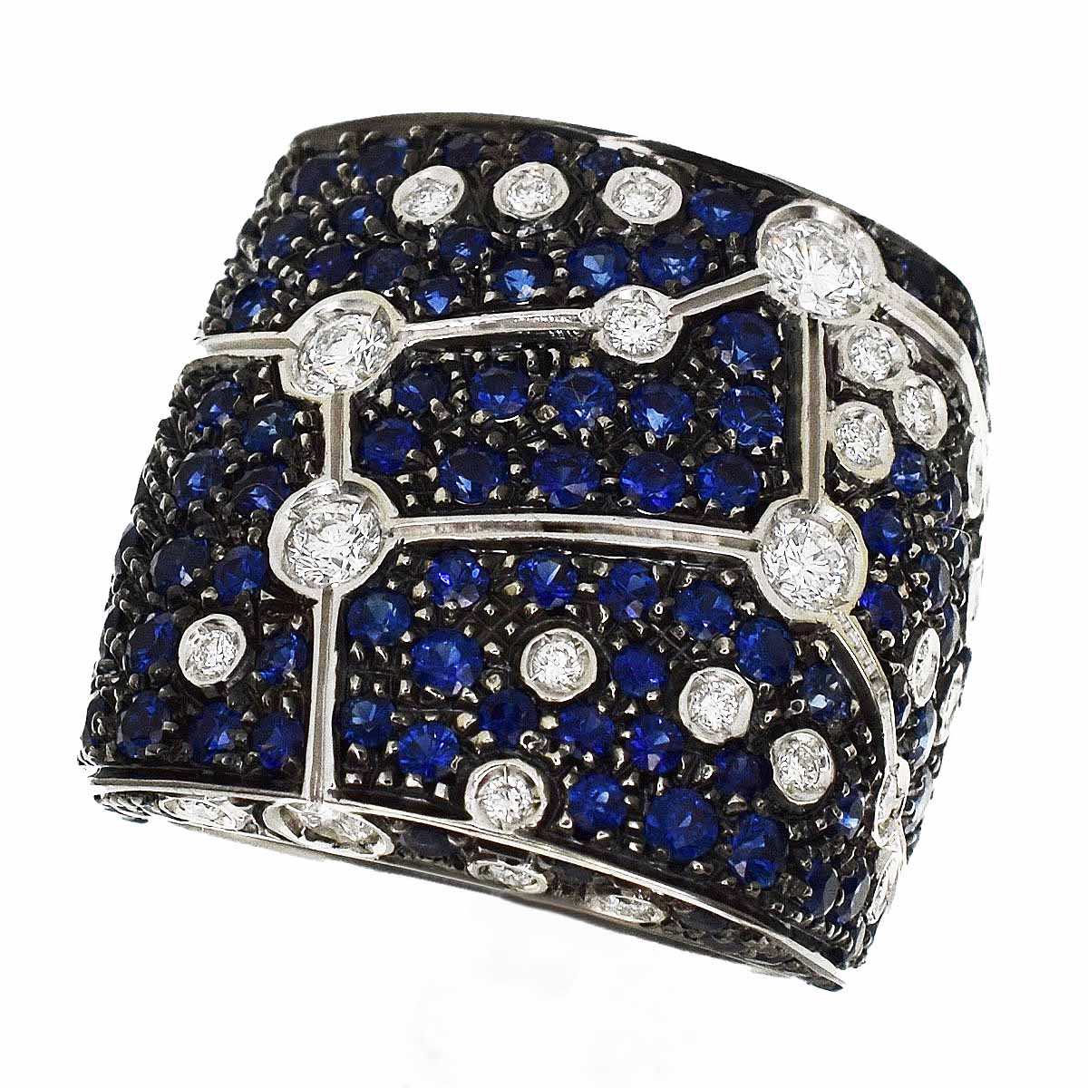 REPOSSI レポシ アストラムシリーズ ダイヤ サファイヤ 乙女座 リング 750 K18 WG ホワイトゴールド 日本サイズ約12号 #52 スター VIRGO【送料無料】おとめ座指輪　星座【中古】31280443