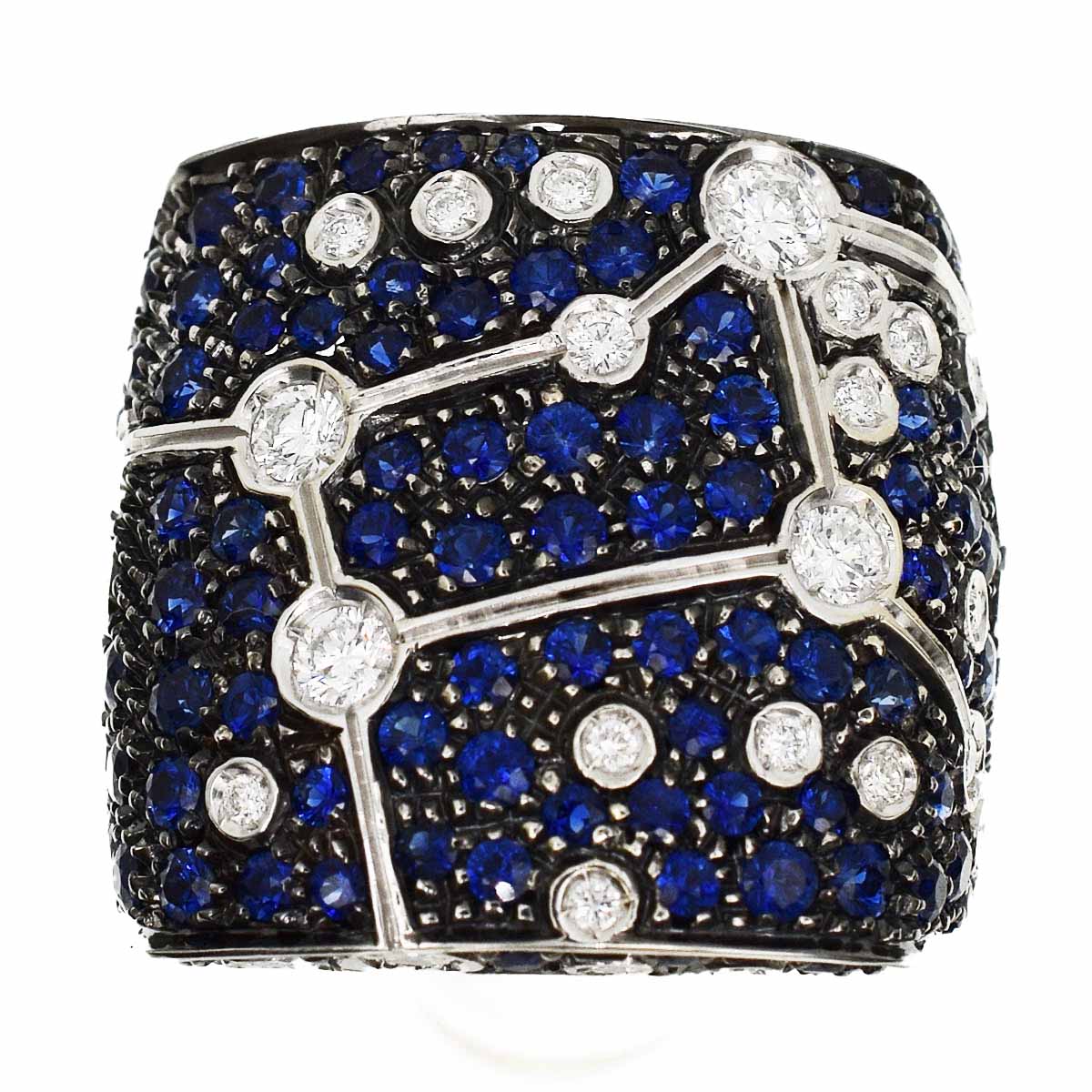 REPOSSI レポシ アストラムシリーズ ダイヤ サファイヤ 乙女座 リング 750 K18 WG ホワイトゴールド 日本サイズ約12号 #52 スター VIRGO【送料無料】おとめ座指輪　星座【中古】31280443