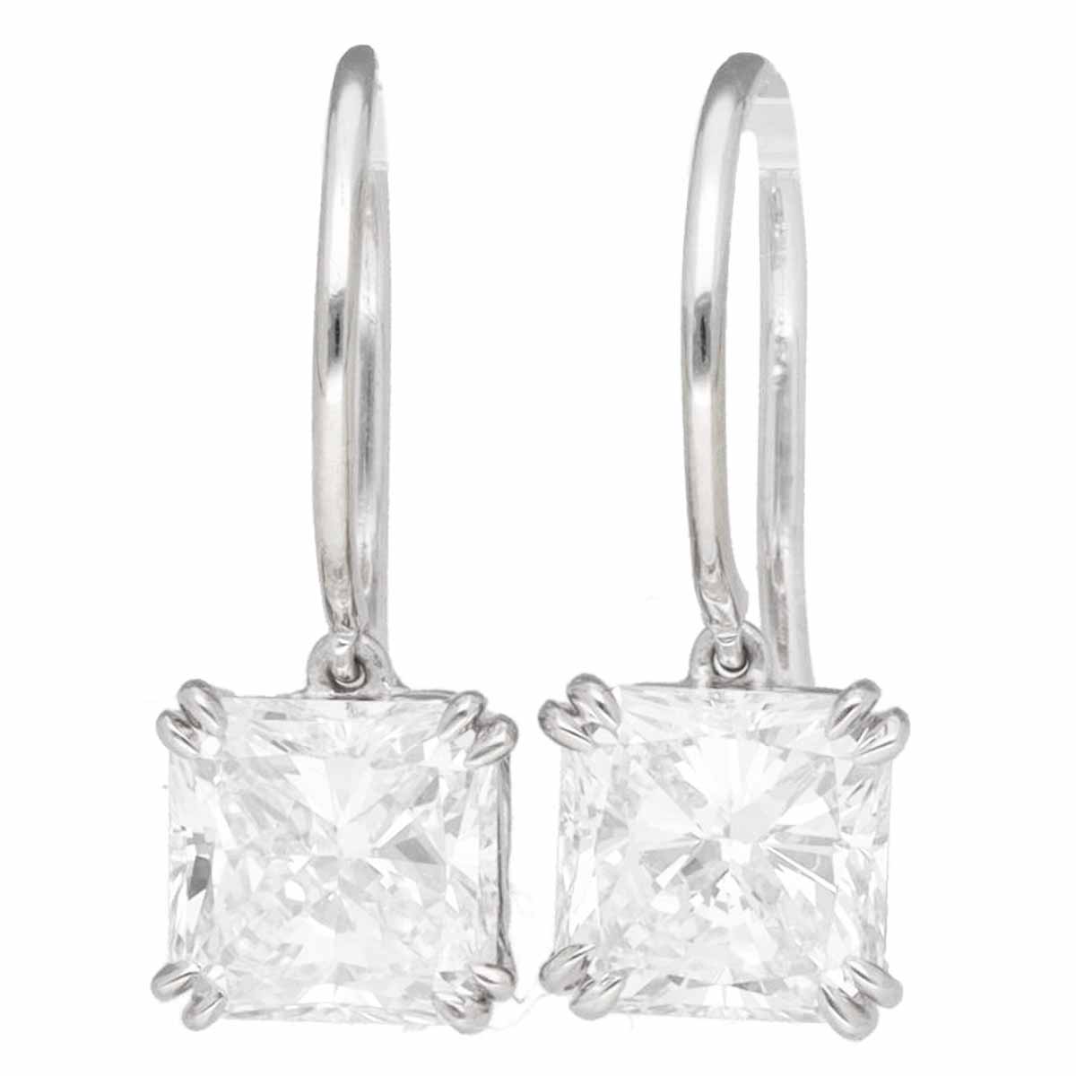 HARRY WINSTON ソリティア ダイヤモンド(1.01ct F-VS1/1.03ct F-VS1) スクエアカット イヤスタッズ Pt950 HW【送料無料】ピアス 【中古】210091208