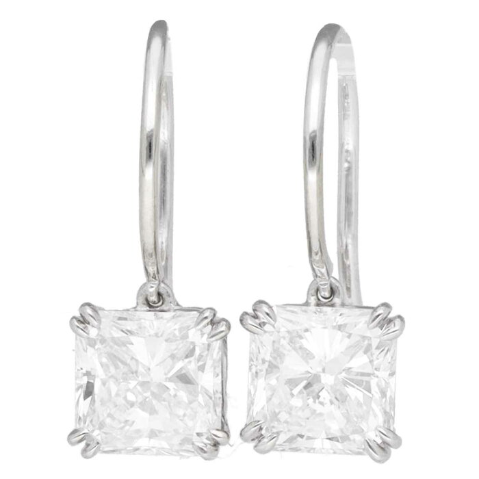 HARRY WINSTON ソリティア ダイヤモンド(1.01ct F-VS1/1.03ct F-VS1) スクエアカット イヤスタッズ Pt950 HW【送料無料】ピアス 【中古】210091208