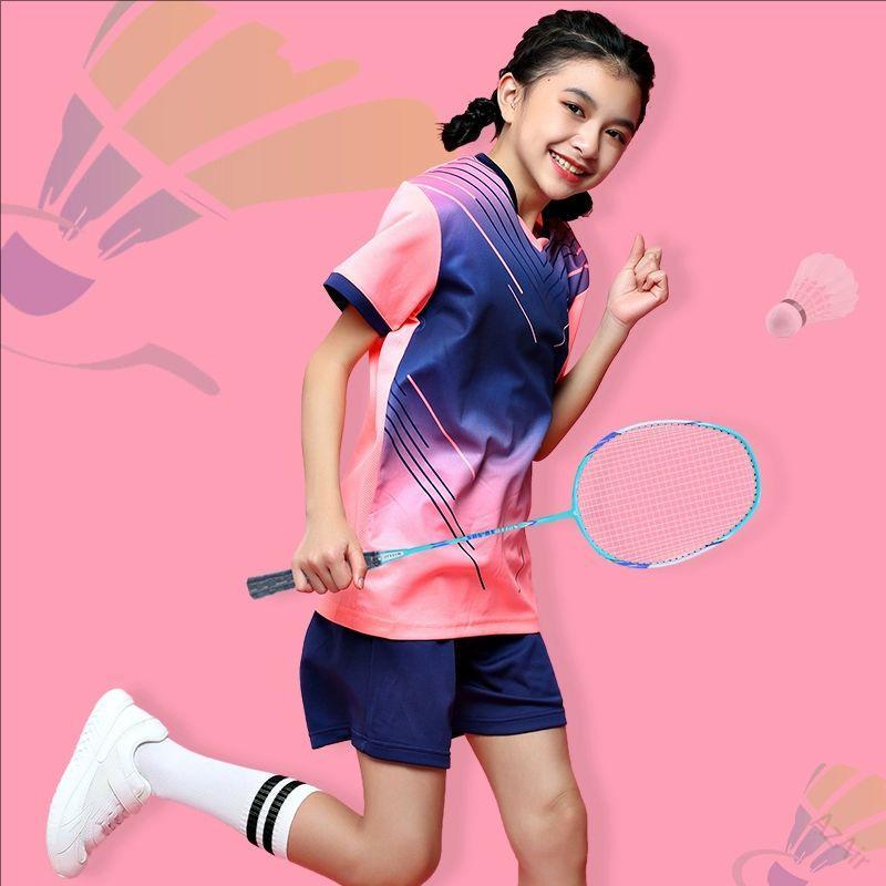 バドミントンウェア キッズ 男女兼用 試合用 練習用 学生向け 夏用 通気性 吸汗速...