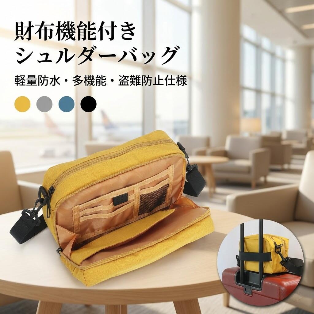 財布機能付き ショルダーバッグ 軽量防水 多機能ミニバッグ ウォレットサブバッグ 盗難防止仕様 通学通勤用 レディース おしゃれ(4.0)