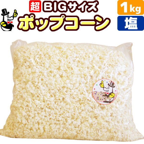 ［完成品］業務用 ポップコーン 塩味 1kg［1kg 約50人分］［バザー イベント 文化祭に最適 Bigサイズ 縁日 子供 子供会 景品 お菓子 お返し 二次会 ポップコーンフレーバー 材料 サプライズ 誕…