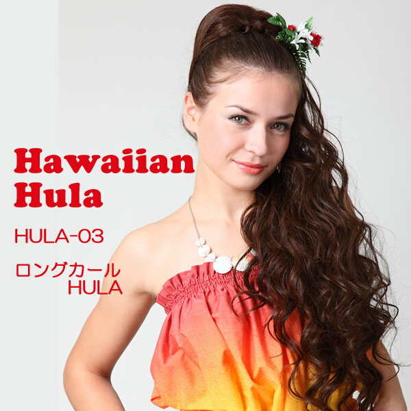 フラダンス ウィッグ フラウィッグ「ロングカールHULA」(ハワイアン フラ HULA タヒチアン ポリネシアン ダンス つけ毛 付け毛 ヘアピースポニーテール まとめ髪 髪型 ヘアスタイル) 部分 ウイッグ