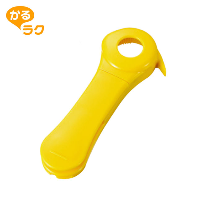 どこでも オープナー かるラク 日本製 KR-601 キャップ 缶 プルタブ 袋開け イエロー 黄色