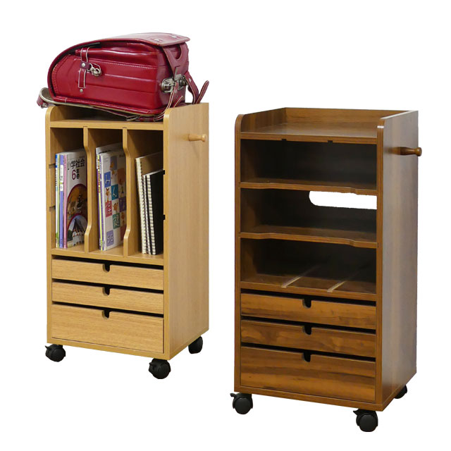 ランドセルラック スリム キャスター付き ランドセル 収納 ラック 本棚 木製 スリム シェルフ キャスター付き 男の子 女の子 A4ファイル サイドラック 省スペース コンパクト ワゴン チェスト 74631 89529