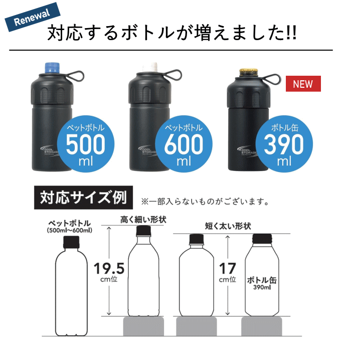 ペットボトル保冷専用ケース ペットボトル クーラー ケース カバー ホルダー ステンレス 真空 ペットボトル保冷ケース 500ml 600ml 兼用タイプ パール金属 D-6737 D-6738 D-6739 ドリンクホルダー ドリンククーラー 収納 お茶 水 麦茶 紅茶