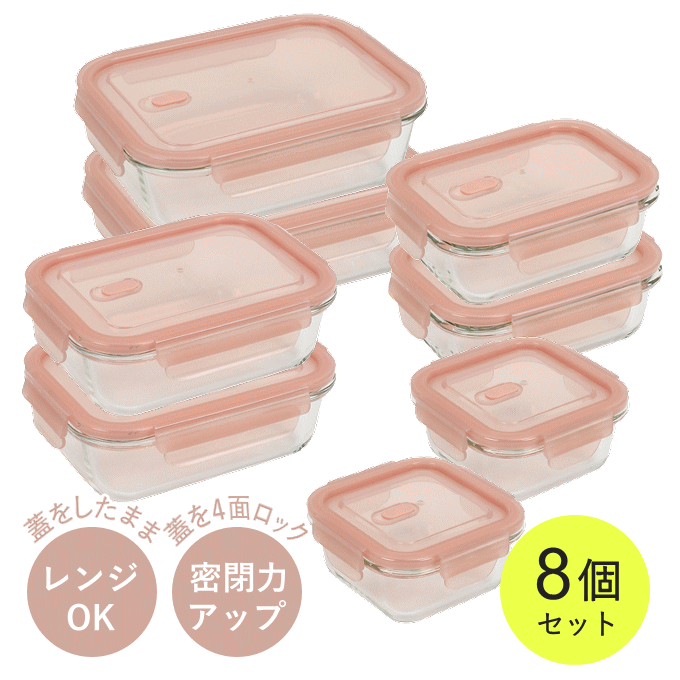 保存容器 10点セット 耐熱ガラス 電子レンジ オーブン 食洗機 冷蔵 冷凍 ガラス タッパー 弁当箱 D-PLUS-10点 お弁当箱 つくおき 作り置き 保存 セット 密閉力アップ おかず ごはん ご飯 シンプル パール金属 ふた 食洗機対応のサムネイル