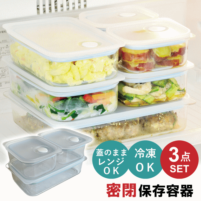 保存容器 3点 セット プラスチック 密閉 耐熱 四角 日本製 電子レンジ 食洗機 冷蔵 冷凍 弁当箱 お弁当箱 つくおき 作り置き 保存 密閉力アップ おかず ごはん ご飯 シンプル ふた 耐熱容器 耐熱皿 EC-3SET