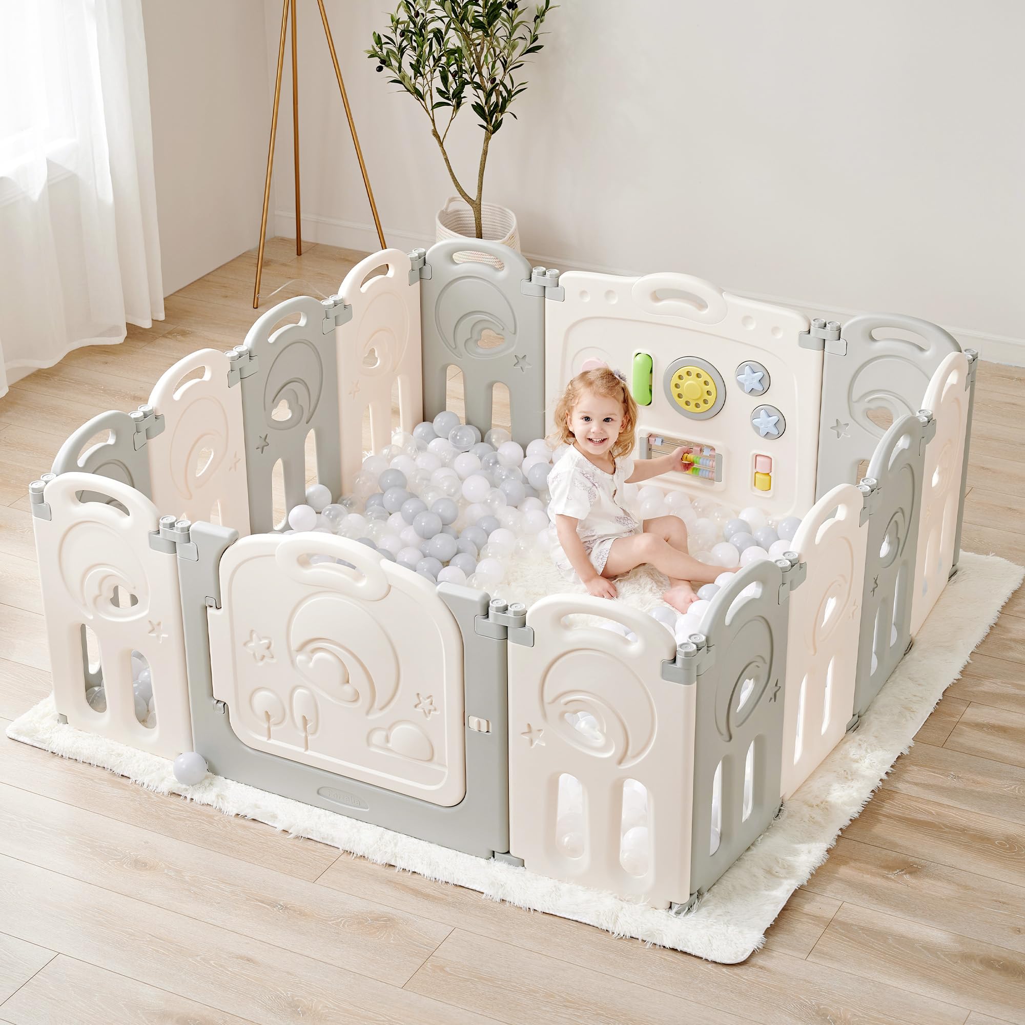 Fortella Cloud Castle ベビーサークル 折りたたみ式 高さ62cm おもちゃパネル ド...