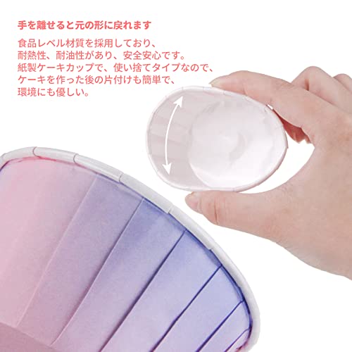 【サイズ】開口部6.8cm×底部5cm×高さ4cm【材質】：食品レベルPET＋紙で製成し、耐油性が優れ、耐熱温度210℃までです。使い捨てのベーキングカップなので、衛生的で安全です。【使用しやすい】厚手の素材を採用しており、優れな安定性があり、金型必要がなく、オーブンに直接加熱することができます。【パッケージ】マフィンカップ50枚セット【場合】プレゼント　ラッピング　クリスマス　バレンタインデー　ハロウィン　ゴールデンウィーク　パーティ　お祭り　文化祭おいしさをさらに個性的に演出するベーキングモルド個性的なデザインは、お客様のアイデアしだいでより一層引き立ちます。