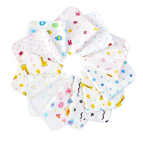 ガーゼハンカチ ガーゼタオル ベビービブ－ 2層 綿100％ 30*30cm (12枚6柄各2枚)