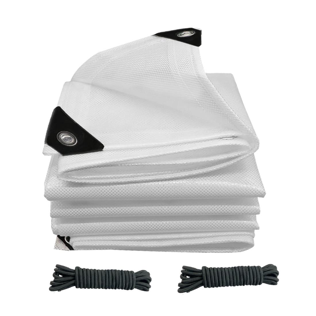 JIANLEI 防水シート 透明 白 屋外 屋根 ビニールシート 内蔵メッシュ繊維強化ロープたPVC両面防水 厚さ0.3mm、220g/m2 防水 防雨 防風 多肉 植物 猫犬ペットを守ります (0.6M×1M)