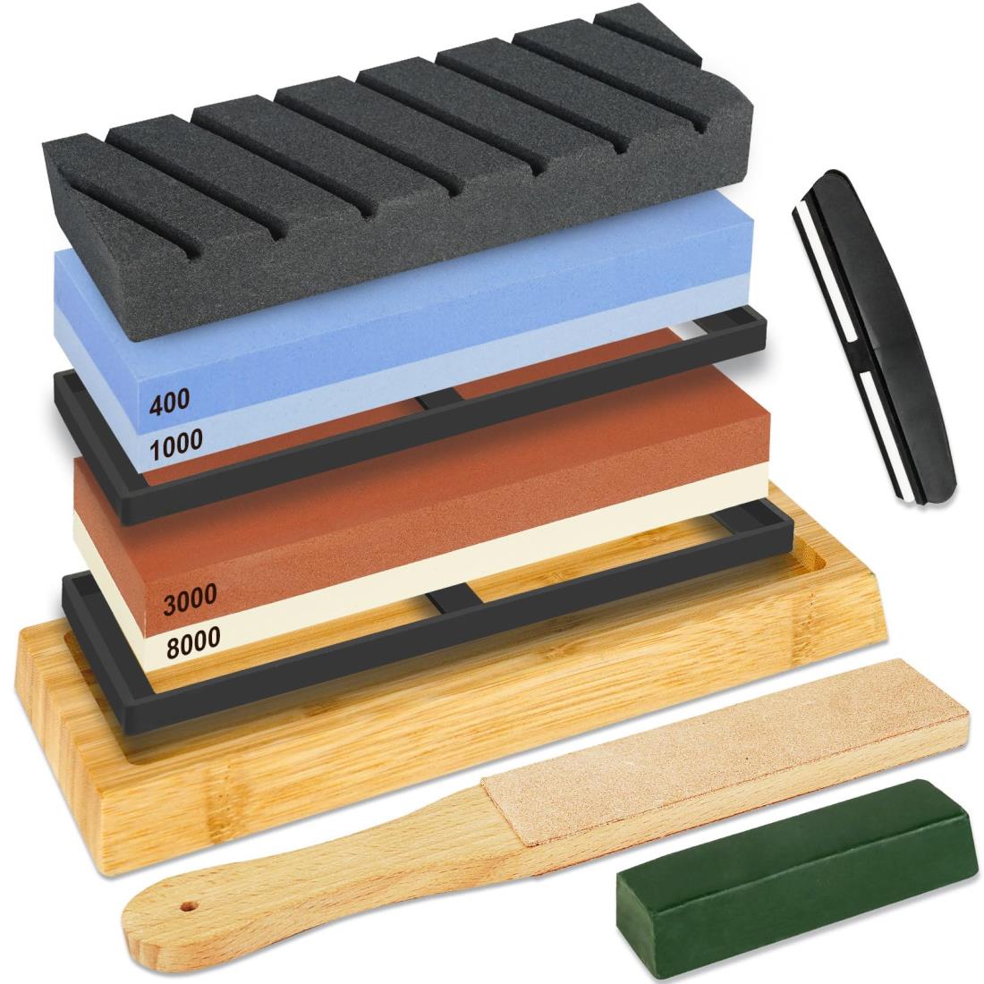 【9個砥石セット】包丁研ぎ石 両面砥石 #400#1000#3000#8000 荒砥 中砥 仕上げ砥石 大型面直し 包丁と..