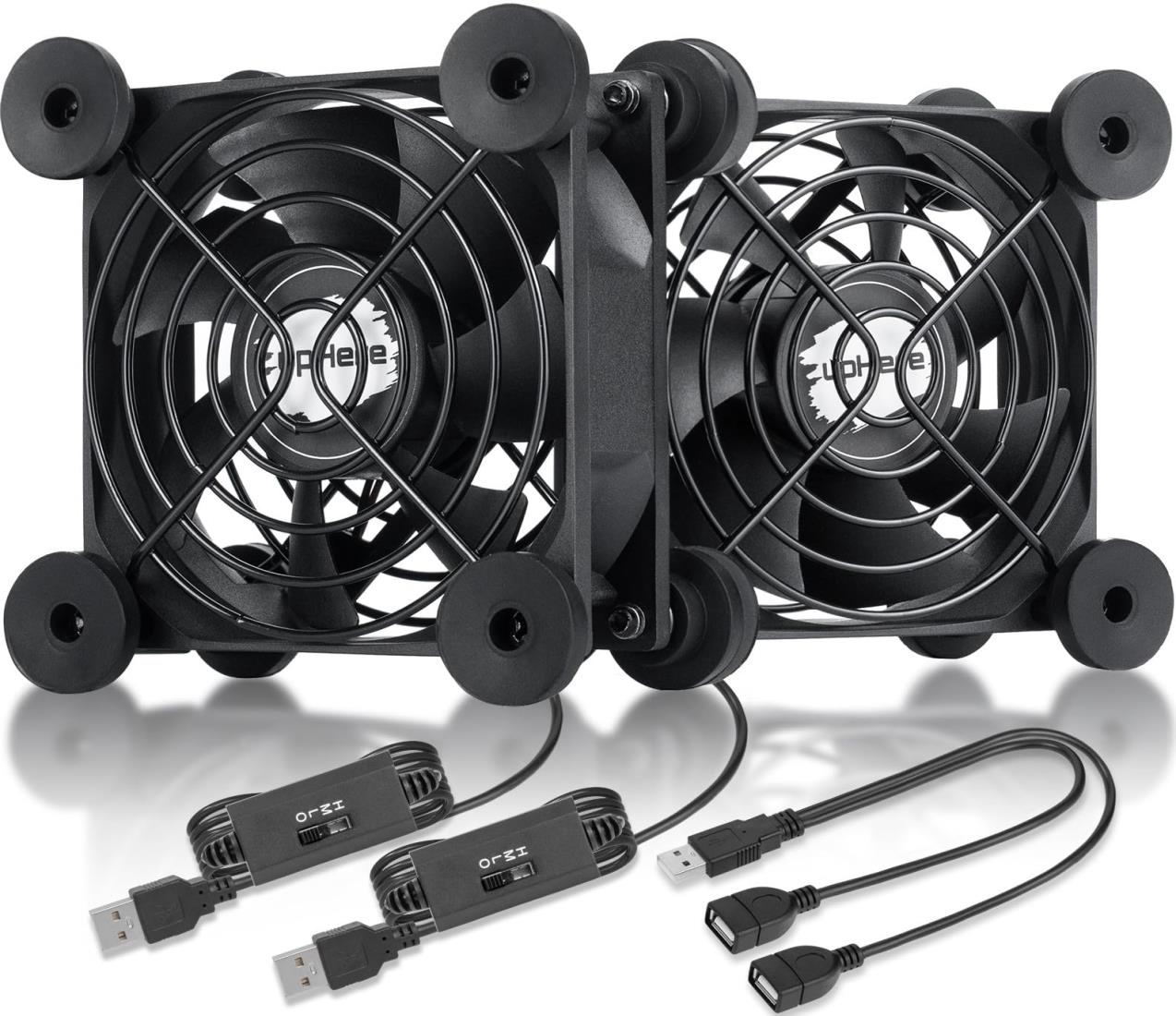 upHere 80mm USB扇風機 USB冷却ファン小型 ミニ送風機 静音 3段階風量調節 ルーター/水槽/冷却クーラー..